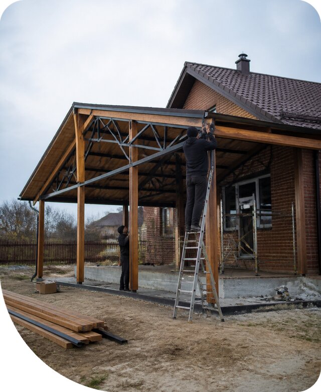 Пристройка навеса к дому и участку в Кемерово под ключ